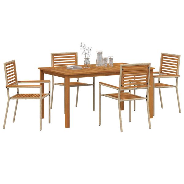 vidaXL Garden Dining Set 5 pcs Beige Poly rattan