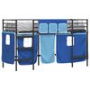 vidaXL Kids'Loft Bed Frame with Curtains Black and Blue 100 x 190 cm
