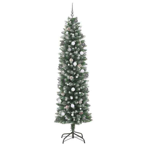 vidaXL Artificial Slim Christmas Tree Green and White 240 cm