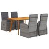 vidaXL Garden Dining Set 5 pcs Grey Poly Rattan