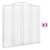 vidaXL Arched Gabion Baskets 3 pcs 200x30x200/220 cm Galvanised Iron