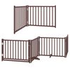 vidaXL Dog Gate with Door Foldable 8 Panels Brown 640 cm Poplar Wood