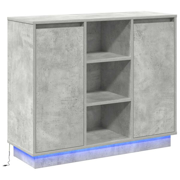 vidaXL LED Sideboard Concrete Grey 90 x 32 x 75 cm Engineered Wood