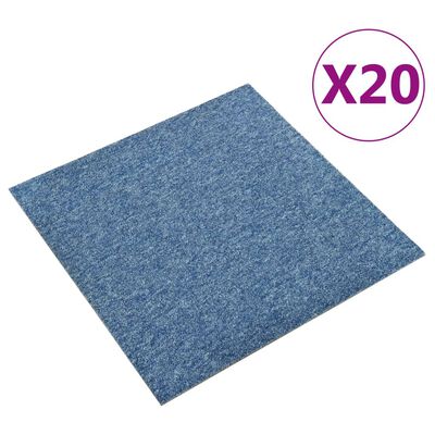 vidaXL Carpet Floor Tiles 20 pcs 5 m² 50x50 cm Blue