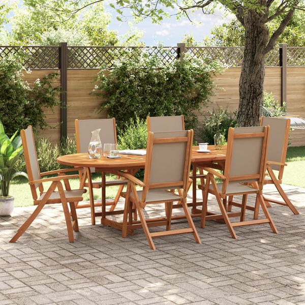 vidaXL Folding Garden Chairs 6 pcs Solid Wood Acacia and Textilene
