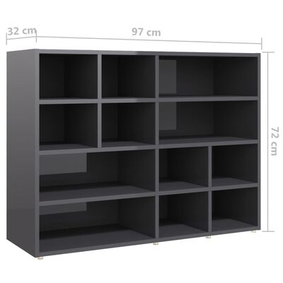 vidaXL Side Cabinet High Gloss Grey 97x32x72 cm Engineered Wood