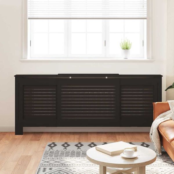 vidaXL MDF Radiator Cover Black 205 cm