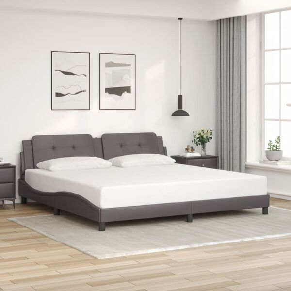 vidaXL Bed Frame with LED without Mattress "Zadar" Grey 200x200 cm