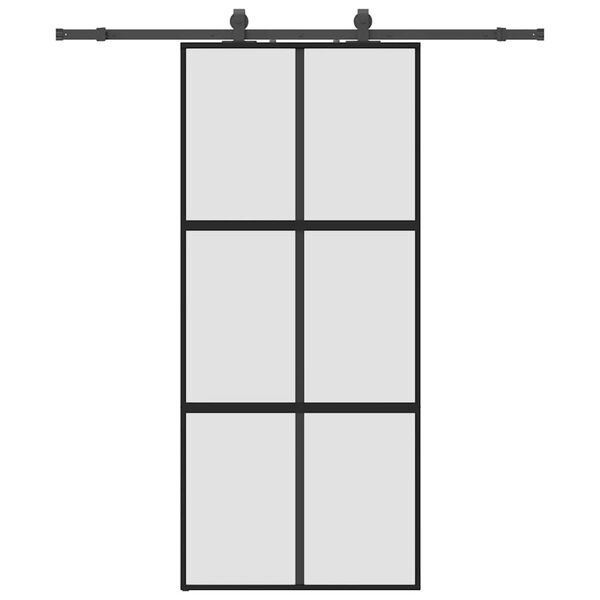 vidaXL Sliding Door with Hardware Set Black 90x205 cm Tempered Glass