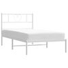 vidaXL Metal Bed Frame without Mattress with Headboard White 90x200cm
