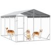 vidaXL Outdoor Dog Kennel with Roof Silver 3x4.5x2.5 m Galvanised Steel