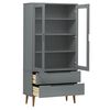 vidaXL Vitrine Cabinet MOLDE Grey 90x35x175 cm Solid Wood Pine