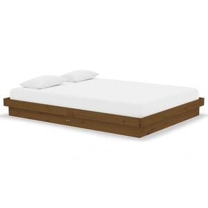 vidaXL Bed Frame without Mattress Honey Brown Solid Wood Double