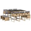 vidaXL 11 Piece Garden Dining Set with Cushions Mix Beige Poly Rattan