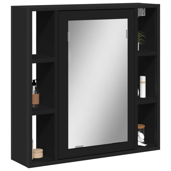 vidaXL Bathroom Mirror Cabinet Black 60x16x60 cm Engineered Wood