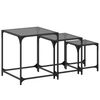 vidaXL Nesting Coffee Tables 3 pcs with Black Glass Top Steel