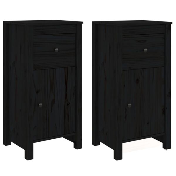 vidaXL Sideboards 2 pcs Black 40x35x80 cm Solid Wood Pine