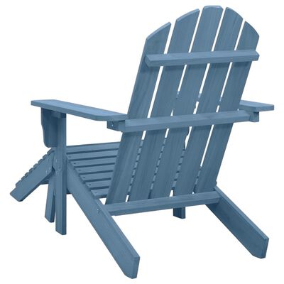 vidaXL Garden Adirondack Chair with Ottoman Solid Fir Wood Blue