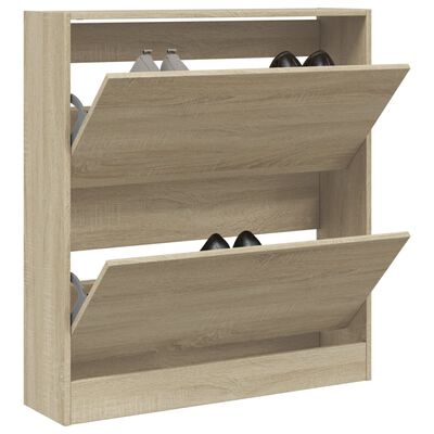 vidaXL Shoe Cabinet Sonoma Oak 80x21x87.5 cm Engineered Wood