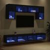 vidaXL TV Wall Units with LED 6 pcs Black Oak Engineered Wood