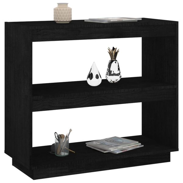 vidaXL Book Cabinet Black 80x35x71 cm Solid Pinewood