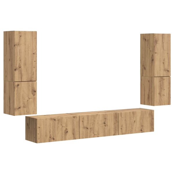 vidaXL TV Cabinet Set Wall-mounted 4 pcs Artisan Oak Engineered Wood