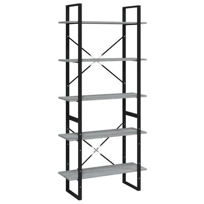 vidaXL 5-Tier Book Cabinet Grey Sonoma 80x30x175 cm Engineered Wood