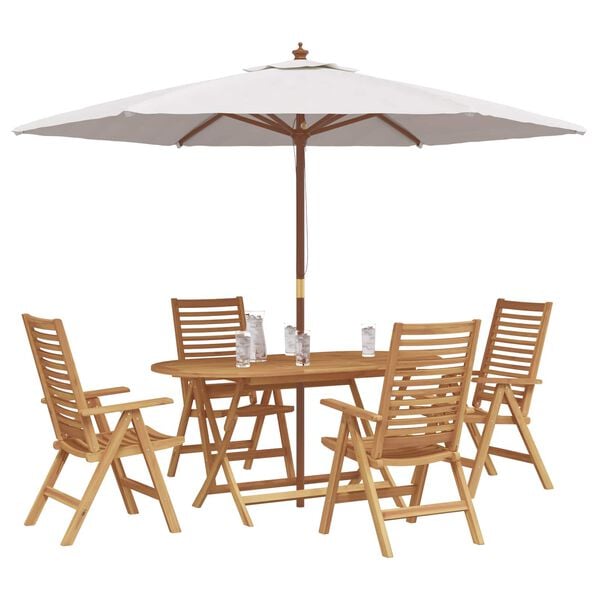 vidaXL Garden Dining Set 5 pcs Brown Solid Teak Wood