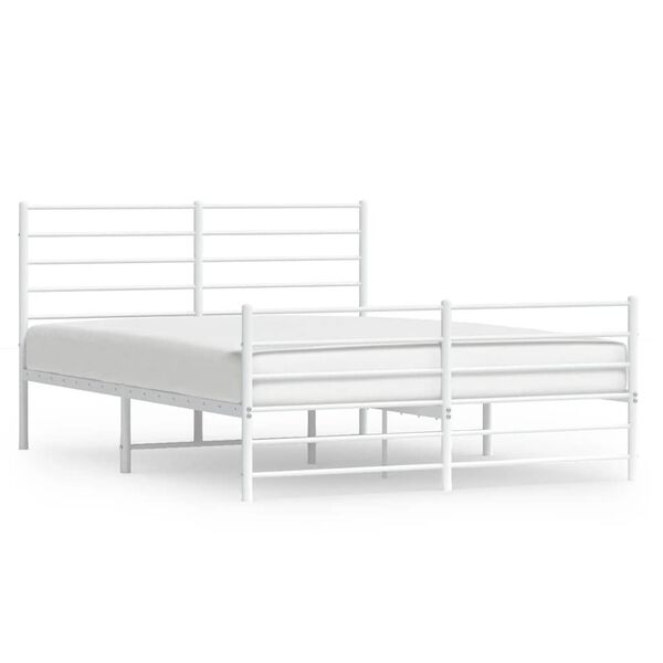vidaXL Metal Bed Frame without Mattress with Footboard White 140x190cm