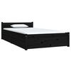 vidaXL Bed Frame without Mattress with Drawers Black Single