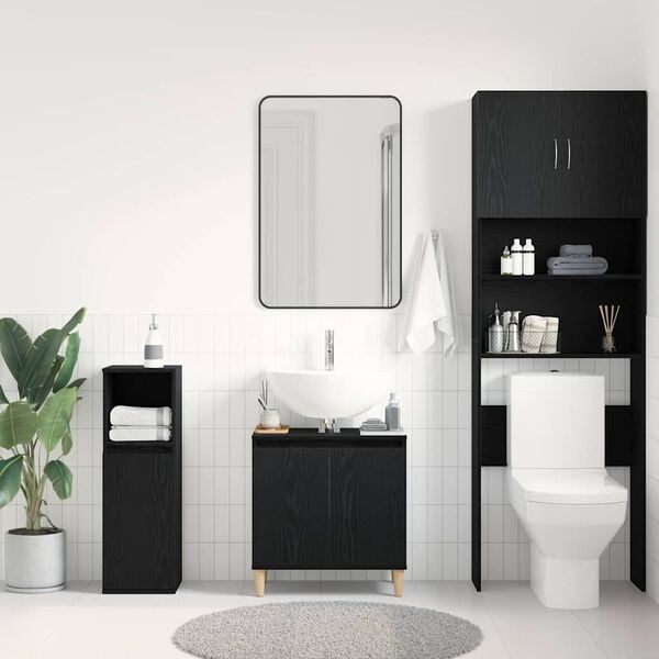 vidaXL Bathroom Sink Cabinet Black Oak 58 x 33 x 60 cm Engineered Wood