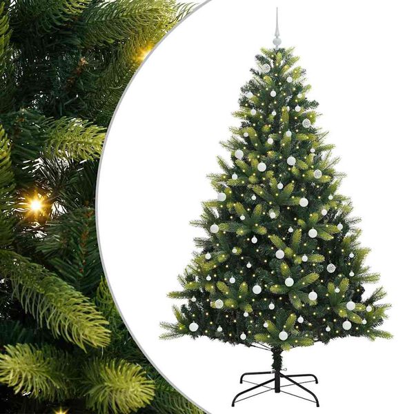 vidaXL Artificial Hinged Christmas Tree 300 LEDs Green 240 cm