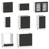 vidaXL 8 Piece Kitchen Cabinet Set Porto Black Engineered Wood