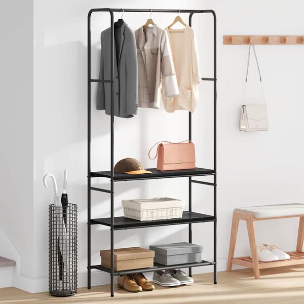 vidaXL Clothes Rack Black Oak 77 x 30 x 171 cm Engineered Wood