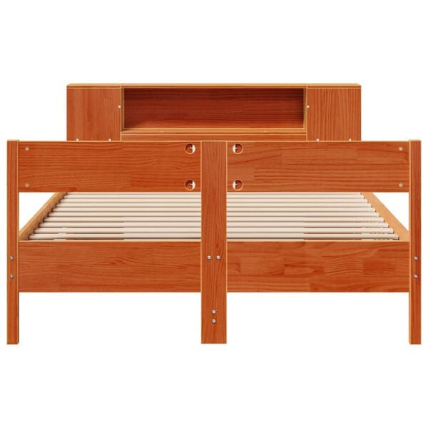 vidaXL Bookcase Bed without Mattress Wax Brown 140x190cm Solid Wood Pine