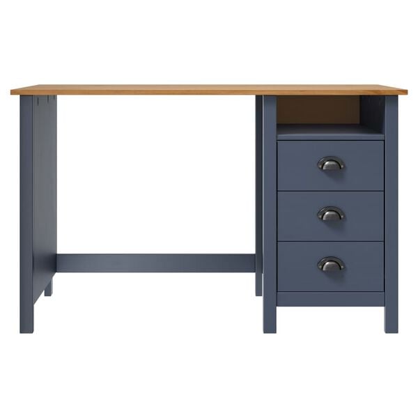 vidaXL Desk Hill with 3 Drawers Grey 120x50x74 cm Solid Pine Wood