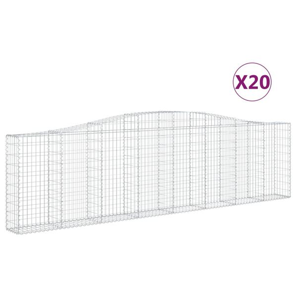 vidaXL Arched Gabion Baskets 20 pcs 400x30x100/120 cm Galvanised Iron