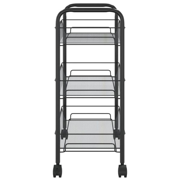 vidaXL 3-Tier Kitchen Trolley Black 46x26x64 cm Iron