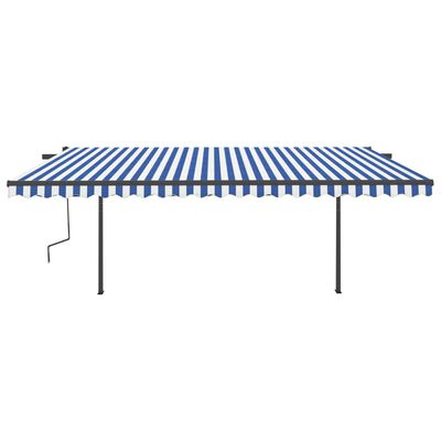 vidaXL Manual Retractable Awning with LED 5x3.5 m Blue and White
