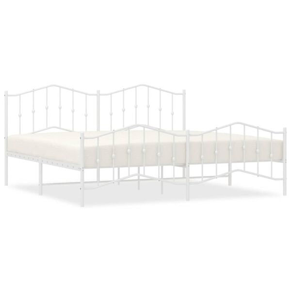 vidaXL Metal Bed Frame without Mattress with Footboard White 193x203cm