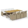 vidaXL Garden Dining Set | Beige | PE rattan | Large | Stackable