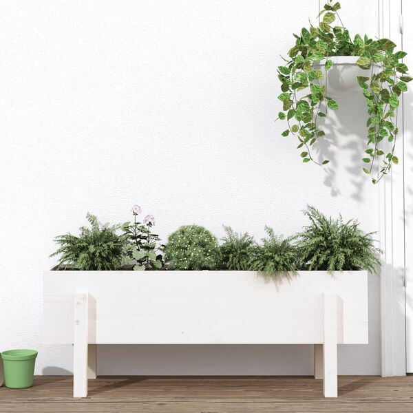 vidaXL Garden Raised Bed White 101x30x38 cm Solid Wood Pine