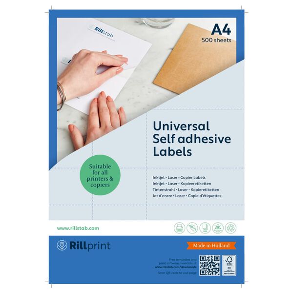 rillprint Self-adhesive Sticker Labels 105x37 mm 500 Sheets White