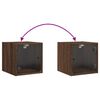 vidaXL Bedside Cabinets with Glass Doors 2 pcs Brown Oak 35x37x35 cm