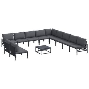 vidaXL Garden Sofa Set 12 pcs Black Steel