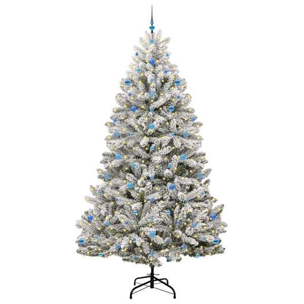 vidaXL Artificial Christmas Tree Green and White 270 cm PVC and Metal