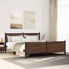 vidaXL Metal Bed Frame without Mattress Brown Oak 193x203 cm