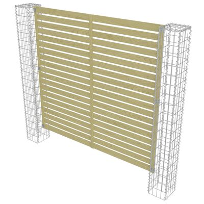 vidaXL Garden Fence Panel with Gabion Posts Pinewood 180x180 cm