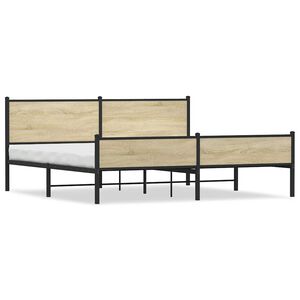 vidaXL Metal Bed Frame without Mattress Sonoma Oak 193x203 cm
