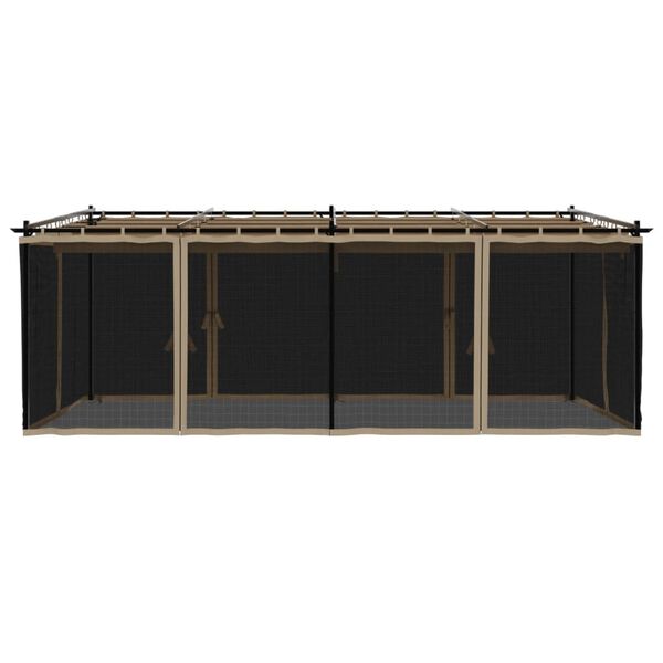 vidaXL Gazebo with Mesh Walls Taupe 6x3 m Steel